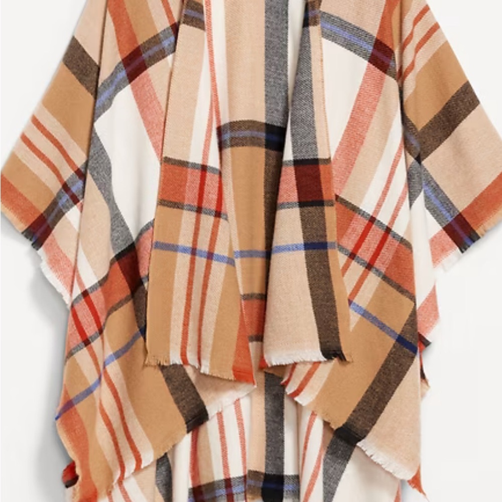 Old Navy Plaid Scarf in Tan, Brown, and Orange
